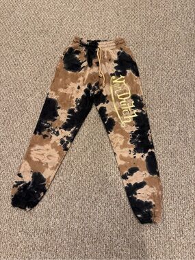 Von Dutch Brown & Black Tie-Dye Joggers NWOT